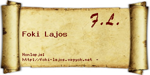Foki Lajos névjegykártya